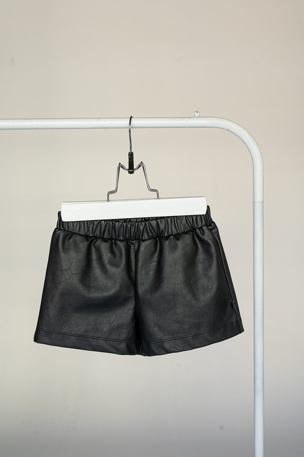 Casual Upgrade Faux Leather Shorts-Black